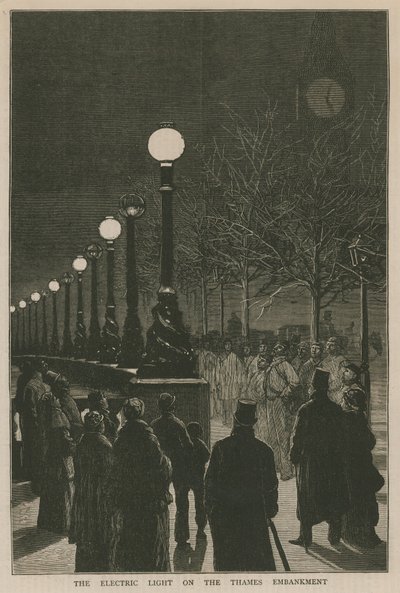 Das elektrische Licht auf dem Thames Embankment von English School