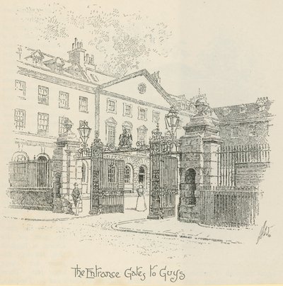 Die Eingangstore zum Guys Hospital, London von English School