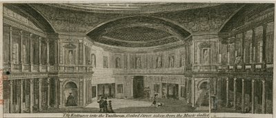 Der Eingang zum Pantheon, Oxford Street, London, gesehen von der Musikgalerie von English School