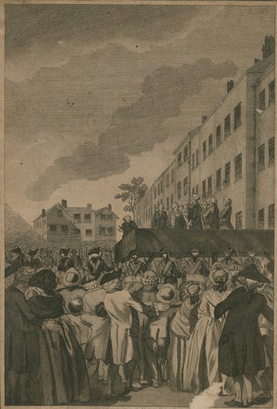 Die Hinrichtung der Rebellenlords auf Tower Hill (Gravur) von English School