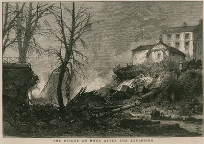 Die Explosion am Regents Canal; Die Brücke eine Stunde nach der Explosion von English School