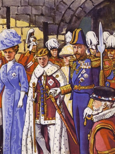 Der zukünftige König Edward VIII. als Prinz von Wales investiert (Farblithografie) von English School