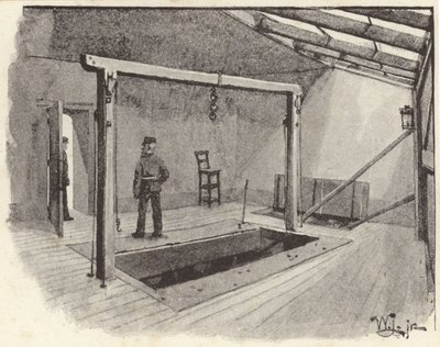 Der Galgen im Newgate-Gefängnis von English School