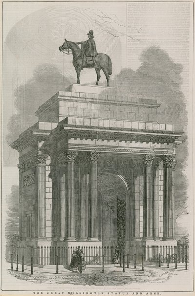 Die große Wellington-Statue und der Bogen, Hyde Park Corner, London von English School