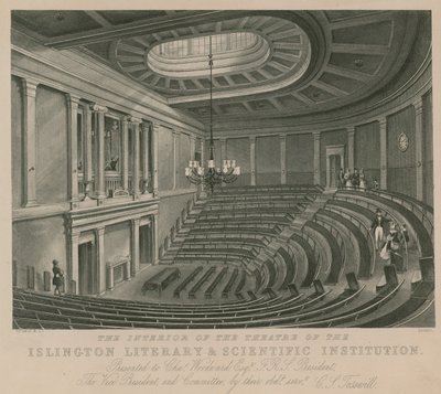 Das Innere des Theaters der Islington Literary and Scientific Institution von English School