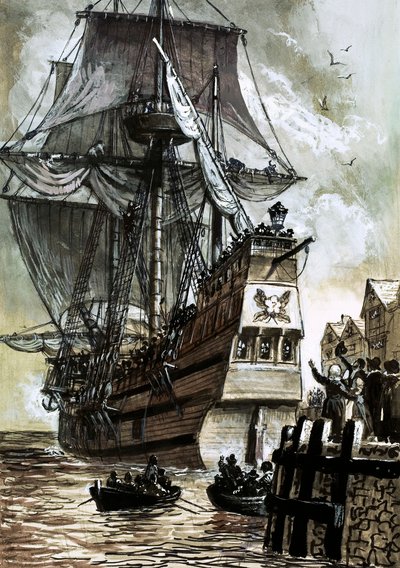 Der letzte Anblick der Pilgerväter war der Hafen von Southampton von English School