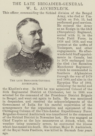 Der verstorbene Brigadegeneral W L Auchinleck von English School