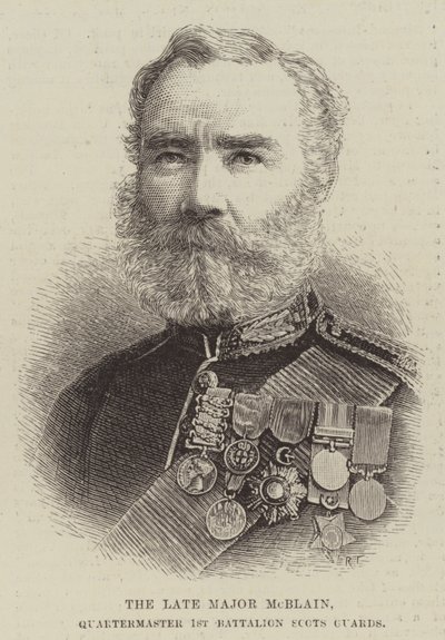 Der verstorbene Major McBlain, Quartiermeister des 1. Bataillons der Scots Guards (Gravur) von English School