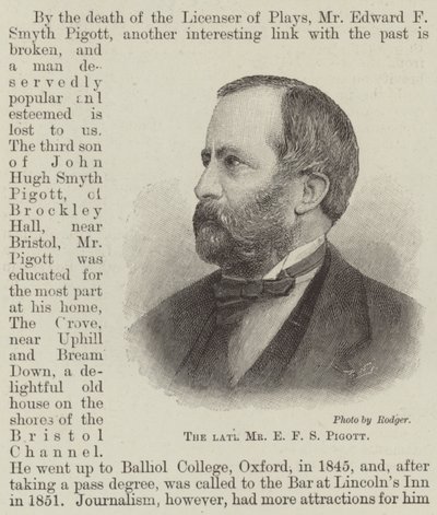 Der verstorbene Herr E F S Pigott von English School