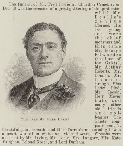 Der verstorbene Mr. Fred Leslie von English School