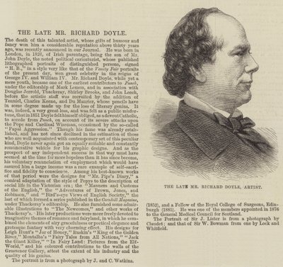 Der verstorbene Herr Richard Doyle, Künstler (Stich) von English School