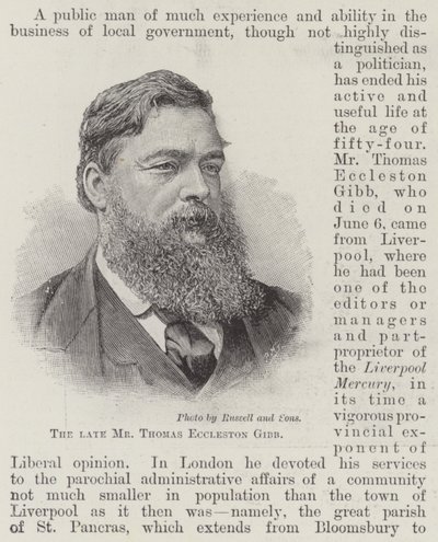 Der verstorbene Mr Thomas Eccleston Gibb (Gravur) von English School