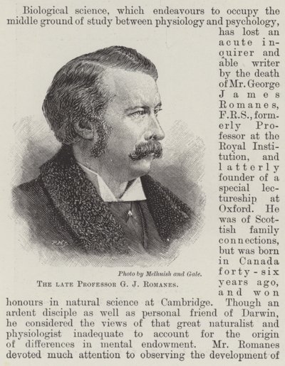 Der verstorbene Professor G J Romanes (Gravur) von English School
