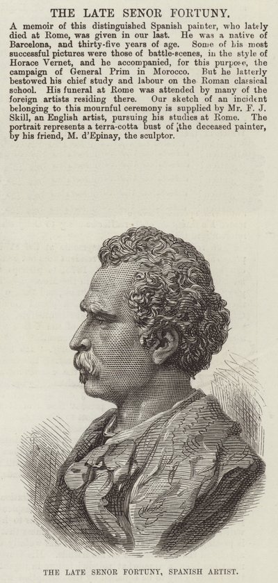 Der verstorbene Señor Fortuny, spanischer Künstler (Stich) von English School