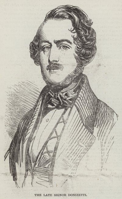 Der verstorbene Signor Donizetti (Gravur) von English School