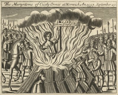 Das Martyrium von Cicely Ormes in Norwich, 23. September 1557 von English School