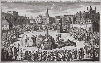 Das Martyrium von Dr. Ridley und Mr. Latimer in Oxford, Dr. Smith predigt zur Zeit ihres Leidens, Illustration aus 