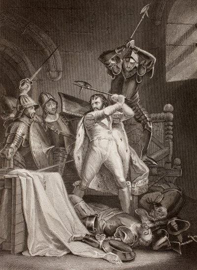 Der Mord an Richard II. von England in Pontefract Castle im Jahr 1400 von English School