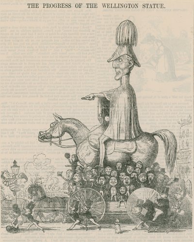Der Fortschritt der Wellington-Statue, Karikatur von English School