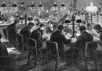 Der Reporterraum im House of Commons von English School