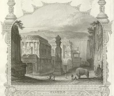 Der Felsentempel von Kailah, Ellora, Indien von English School