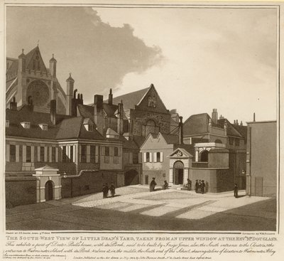 Die südwestliche Ansicht von Little Deans Yard von English School