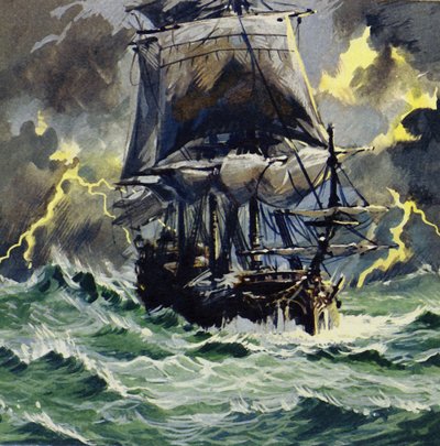 Die stürmische Reise inspirierte Wagners Der fliegende Holländer von English School