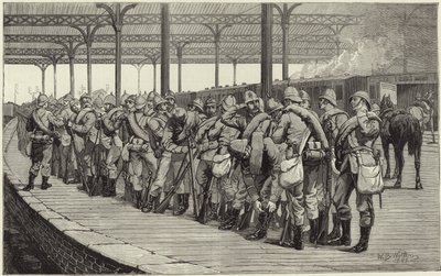 Die Freiwilligenüberprüfung: Abreise des Künstlerkorps vom Victoria-Bahnhof von English School