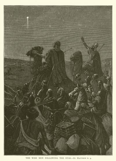 Die Weisen folgen dem Stern, Matthäus II, 9 (Gravur) von English School