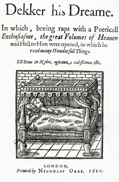 Titelseite für Dekker sein Traum von Thomas Dekker, veröffentlicht 1620 von English School