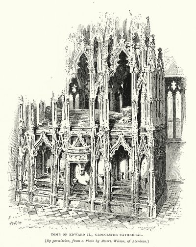 Grab von König Edward II., Gloucester Kathedrale (Gravur) von English School