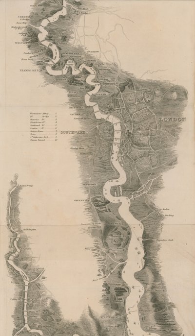 Tomblesons Panoramakarte der Themse und Medway von English School