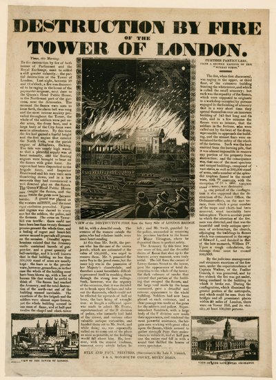 Tower von London Feuer, 1841 von English School