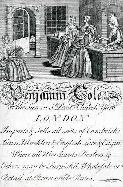 Handelskarte, Benjamin Cole, Londoner Kaufmann von English School