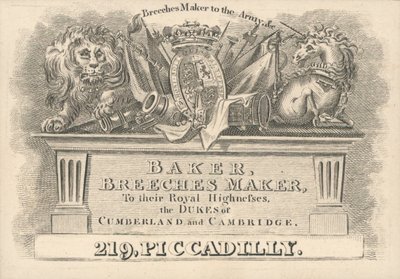 Visitenkarte, Baker, Hosenmacher von English School
