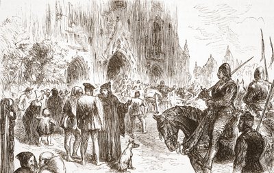 Prozess gegen Jerome: Warten auf das Urteil, Illustration aus Die Geschichte des Protestantismus von James Aitken Wylie, veröffentlicht 1878 von English School