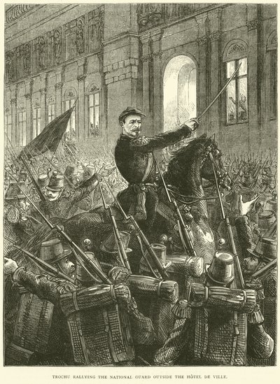 Trochu versammelt die Nationalgarde vor dem Hôtel de Ville, Oktober 1870 von English School