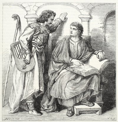 Troubadour und Barbe, Illustration aus Die Geschichte des Protestantismus von James Aitken Wylie, veröffentlicht 1878 von English School
