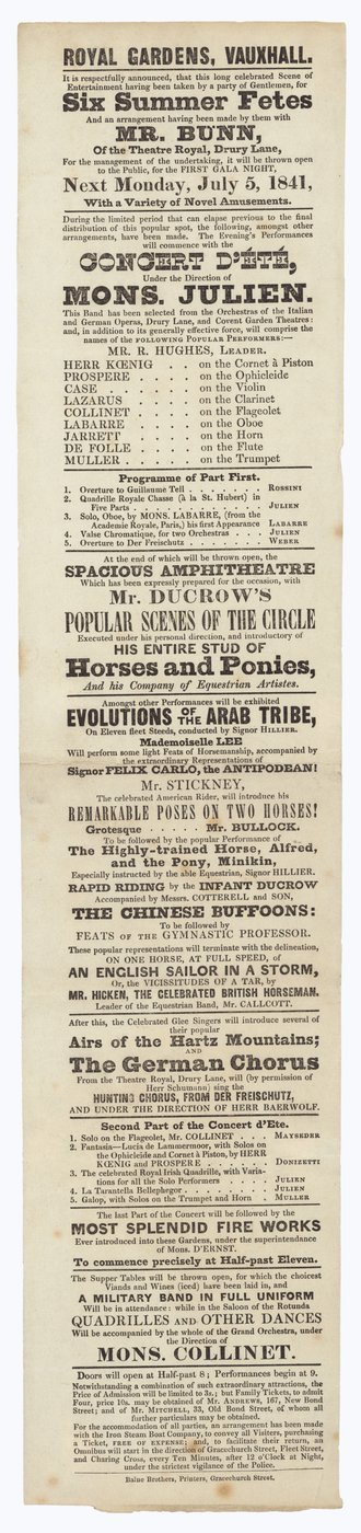 Vauxhall Gardens, Werbung von English School