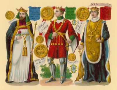 Viktorianischer Ausschnitt: König Heinrich IV., König Heinrich V., König Heinrich VI. von English School
