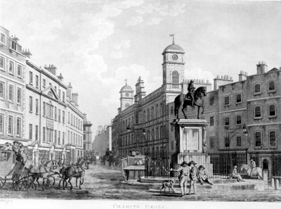Ansicht in Charing Cross in Richtung Northumberland House, 1795 von English School