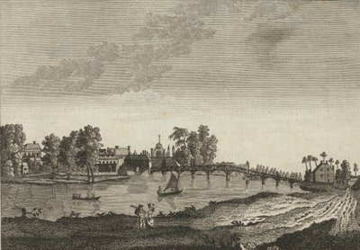 Ansicht von Hampton Court vom gegenüberliegenden Ufer der Themse von English School