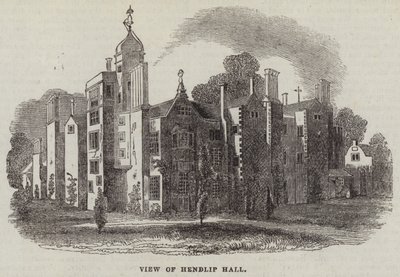 Ansicht von Hendlip Hall (Stich) von English School