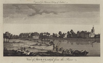 Ansicht von Mortlake vom Fluss Thames von English School