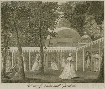 Ansicht der Vauxhall-Gärten, London von English School
