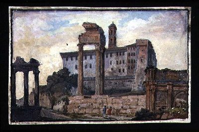 Ansicht des Kapitols und der Tempel von Castor und Pollux, Rom, ca. 1800 von English School