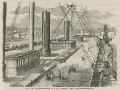 Blick auf die Great Eastern von einem der Schaufelräder, nach achtern schauend von English School