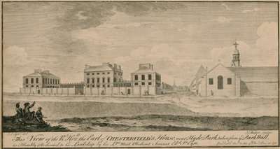 Ansicht des Hauses des ehrenwerten Earl of Chesterfield nahe Hyde Park, vom Park Wall aus gesehen von English School