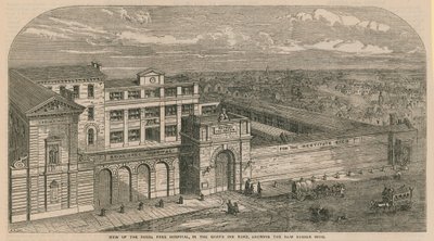 Ansicht des Royal Free Hospital in der Grays Inn Road, mit dem neuen Sussex-Flügel von English School