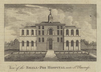 Blick auf das Pockenkrankenhaus, nahe St Pancras, London von English School